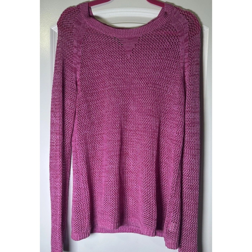 ANA Sweater Womens Large Pink Open Weave Pullover Mesh Knit Top - Picture 2 of 13